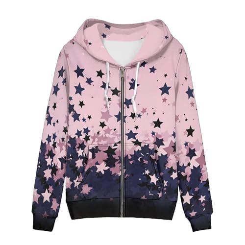 Beauty Collector Stars Black Pink Sweatshirts Womens Full Zip Up Hoodie Long Sleeve Spring Jacket XL