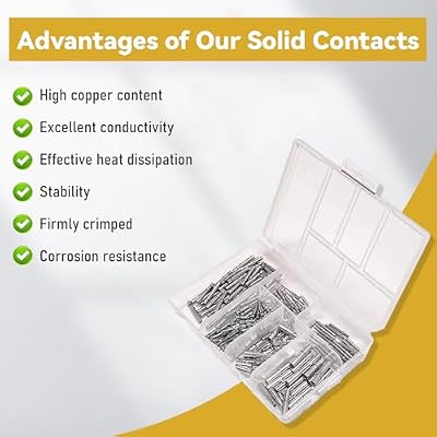 100 Pairs/200PCS Deutsch Connector Pins and Sockets Solid Contact Kit Barrel Style Contacts Size 12 16 20 Male Female Terminals DT Series Pin for Connectors Kit Crimp Solid Terminal for DT, DTP, DTM