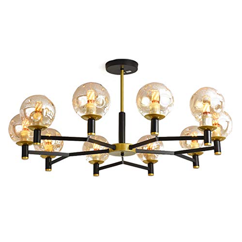 Plafonnier vintage 6 lumières noir mat pour une décoration intérieure industrielle