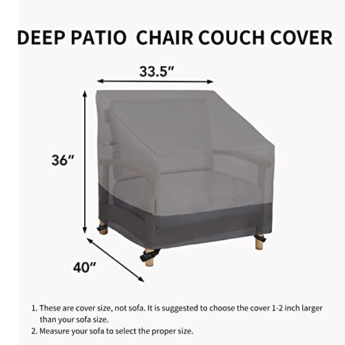 Easy-Going Waterproof Deep Seat Outdoor Lounge Chair Cover, Heavy Duty Patio Couch Cover, Windproof Outdoor Furniture Cover With Air Vent (1 Pack-33.5Wx40Dx36H Inch, Gray/Dark Gray) #TOP5