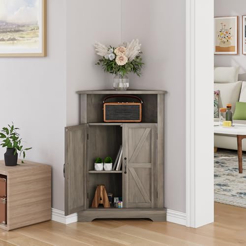 Bathroomcornercabinetfarmhousefloorcornercabinetwithdoorsandadjustableshelvesfreestandingwoodenstoragehutchcupboardforbathroomkitchenlivingroomgrey Urban Country Home Decor Bathroom corner cabinet farmhouse floor corner cabinet with doors and adjustable shelves freestanding wooden storage hutch cupboard for bathroom kitchen living roomgrey urban country home decor