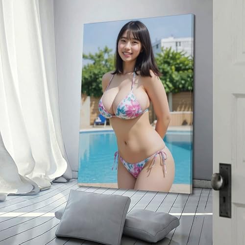 菊地姫奈魅力的なポスターホーム デコレーション アート パネル キャンバス壁画モダン スタイル壁掛け絵画プリント.壁装飾誕生日プレゼント家の装飾-08x12inch(20x30cm)-Frame-style [3]