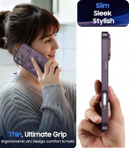 Image of DIZORO Magnetic Case for (iPhone 17 Pro Max) Case [Compatible with MagSafe][Built-in Camera Lens Protector] Slim Soft Silicone Bumper Shockproof Metallic Luster Back Cover Phone Case (Royal Deep)