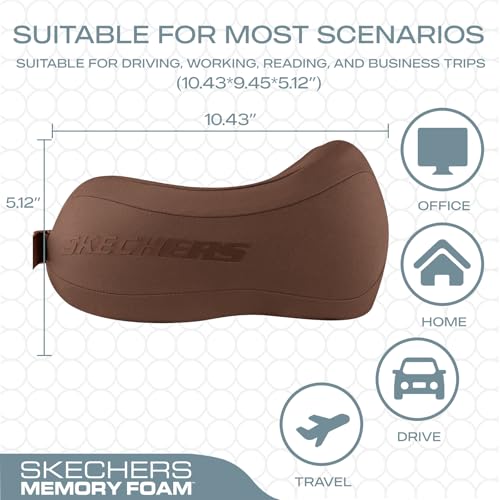 Image of Skechers Neck Pillow for Traveling,Memory Foam Travel Neck Pillow for Airplane Travel Pillow for Flight Headrest Sleep, Portable Plane Accessories,Brown