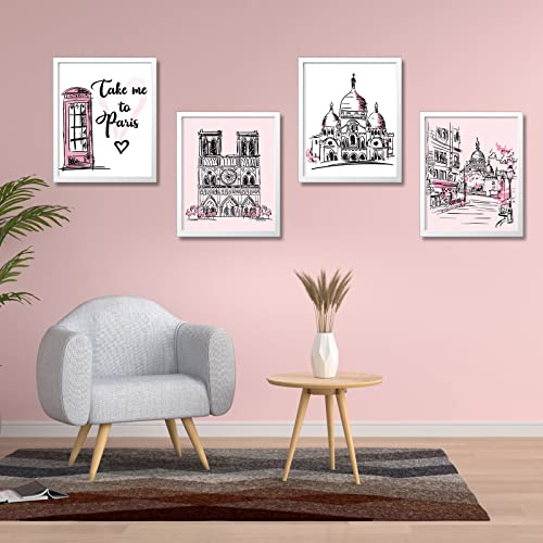 Pajean 9 Pieces Paris Decor for Bedroom Bathroom Pink Paris Wall Art Eiffel Tower Romantic Art Prints Room Decor Unframed Poster for Girls Living Room Decorations, 8 x 10 Inch - Image 7