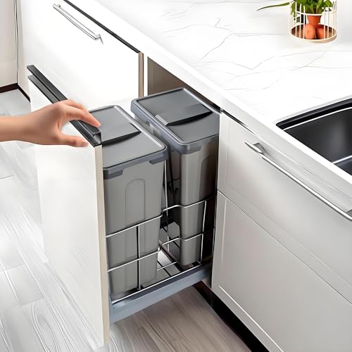 Caneca extraíble doble para gabinete, 24 QT, gris