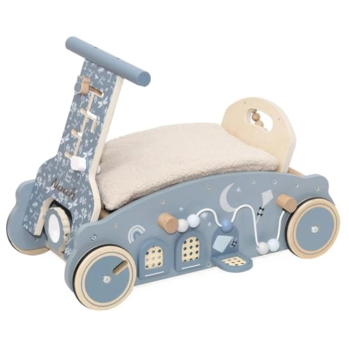 Personalizable Coche 3 en 1 (balancín, Andador y correpasillos) Azul – mecer y Conducir – para bebés y niños pequeños – Personalizado con Nombre – Label Label