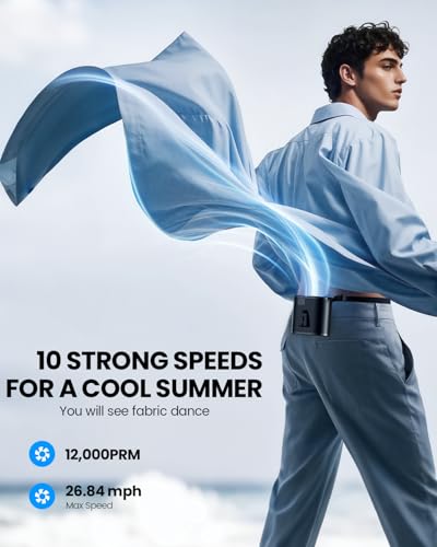 Image of coldSky Waist Clip Fan With 10000mAh Battery, 10 Speeds