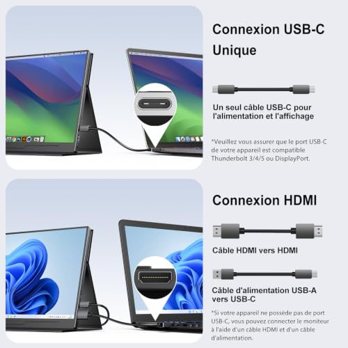 UPERFECT Écran Portable 15,6 Pouces avec Screen Mat IPS FHD 1080p – vue 8