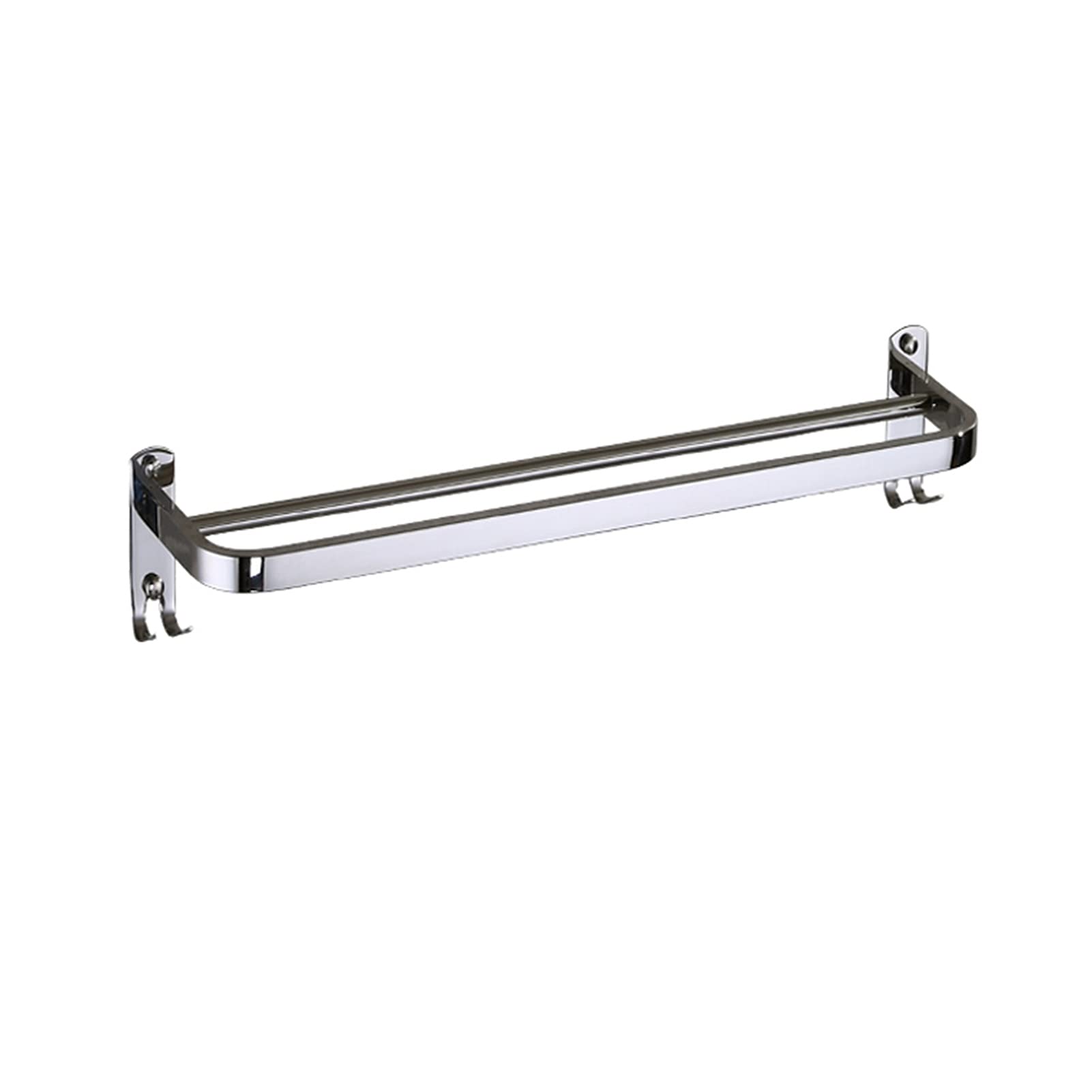 LMYSXAOZ Towel Rail Bar Double Layer, SUS 304 Stainless Steel With Hook Rack, Wall Mounted Silver Holder for Bathroom Hardware and Kitchen, 38cm, 48cm, 58cm, 68cm, 78cm (Size : 38cm)