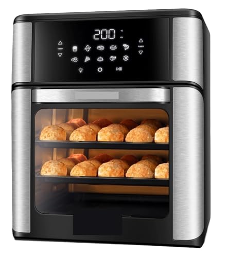 Image of Fryer Oven 1800W, 12.7QT Capacity, Touchscreen Panel, Automatic Shut-Off - Black & Stainless Steel