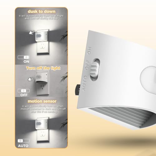 Image of L LOHAS LED Motion Sensor Night Light, Night Lights Plug into Wall, 2 Pack | Plug in Night Light with 30-100lm Adjustable Brightness, White Housing 5000K Daylight White