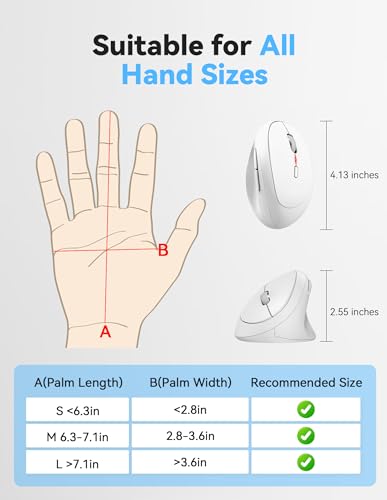 Image of TECKNET Ergonomic Wireless Mouse 2.4G Vertical Mouse Silent 4800 DPI