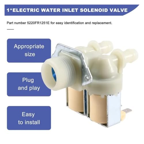 Válvula solenoide de agua 5220FR1251E eléctrica robusta para lavadora 220V 4