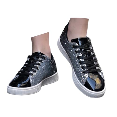 Chaussures décontractées pour femmes à lacets avec strass scintillants