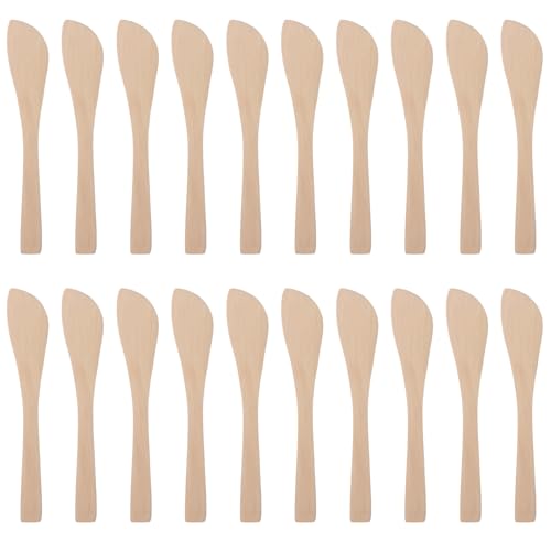 DOITOOL 20Pcs Wooden Butter Knife, 5.9 Inch Jelly Cheese Spreaders Bread Sandwich Jam Spreaders Mini Wooden Spatulas Dip Spreading Knives for Home Kitchen Restaurant