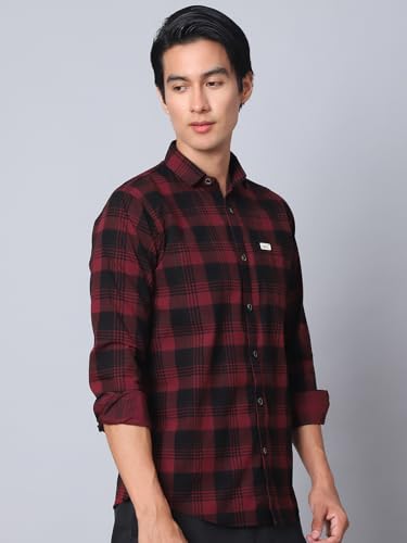 Image of Majestic Man Comfort Cotton Slim Fit Checked Casual Shirt for Men