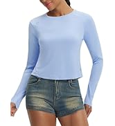 baleaf Women's UPF 50+ Long Sleeve Sun Shirts Crop Rash Guard UV Workout Tops SPF Slim Fit Lightw...