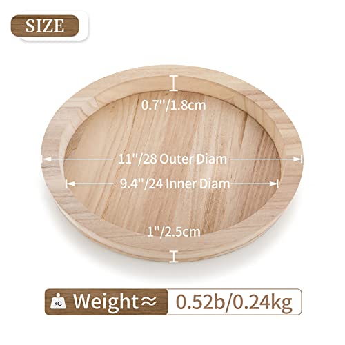 image for Hanobe Round Wood Decorative Tray: Unfinished Wooden Craft Trays DIY O