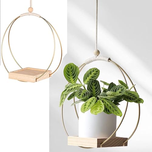 Panier suspendu en bois pour décorations de jardin intérieure et extérieure