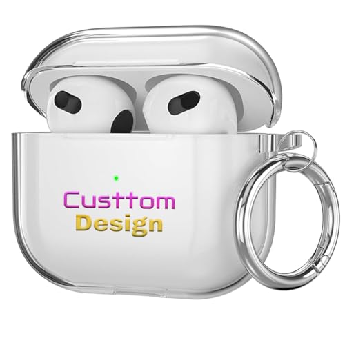 Custodia trasparente personalizzata per AirPods di 4a/4a generazione con moschettone portachiavi, cover personalizzata morbida protettiva antiurto per Apple iPod di 4a generazione, nome del logo