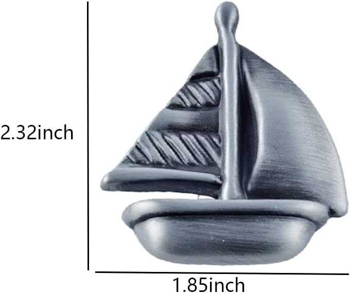 RRRuo Sailboat Cabinet Knobs Single Hole Drawer Pulls Dresser Wardrobe Cupboard Closet Handles Home Kitchen Hardware Decorative 6 Pieces