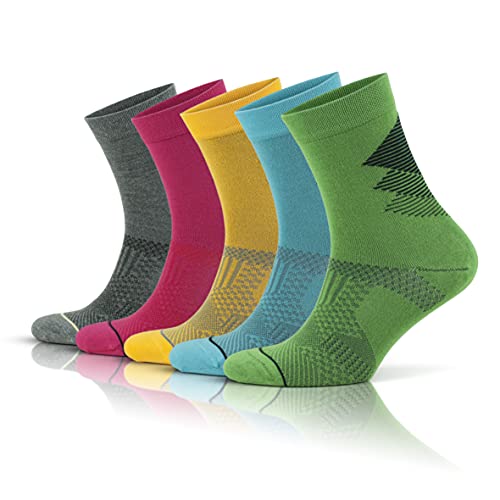 GoWith Men's Bamboo Running Socks, 5 Pairs Box, Quarter Calf, Soft and Breathable, Anti Blister Sweat Wicking High Performance Sport Socks for Men UK Size 6-11