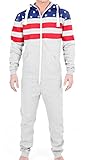 Skylinewears Men's Fashion Onesie Hooded Jumpsuit One Piece non Footed Pajamas Ushalf Gray XL