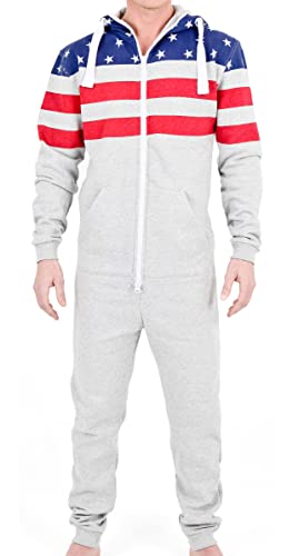 Skylinewears Men's Fashion Onesie Hooded Jumpsuit One Piece non Footed Pajamas Ushalf Gray XL