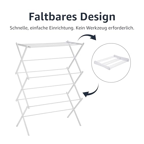 Amazon Basics Klappbarer Wäscheständer, 14.5" D x 29.5" W x 41.8" H, Weiß – Bild 3