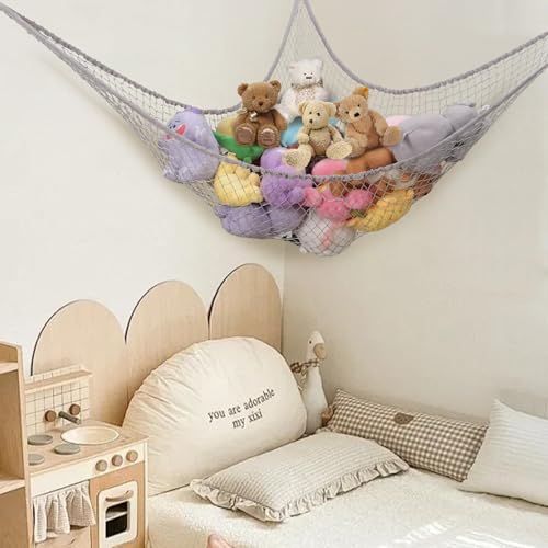 Hamac en peluche extra large : lot de 2 filets suspendus pour stocker les doudous - 8