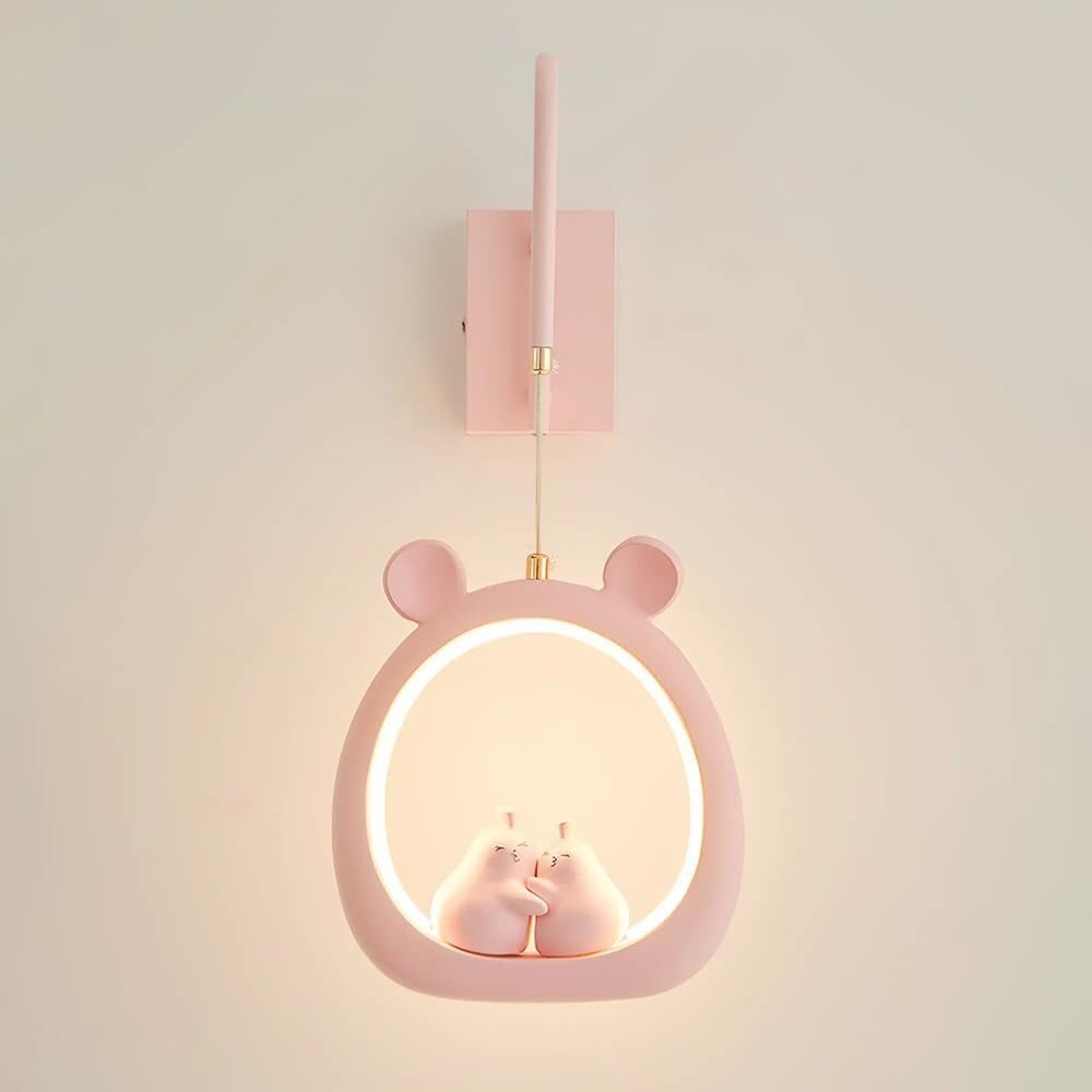 SMCCYYSD Cute Child's Room Wall Lamp Girl's Bedroom Sconce Modern Led Pink Cream Style Lantern for Living Study Dining Hallway Stairs Hall Restaurant(Pink)