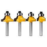 HandsEase 4Pcs 1/4-Inch Shank Round-Over Edging Router Bit Set Woodworking Milling Cutter Tools Corner Rounding Edge-forming Bit