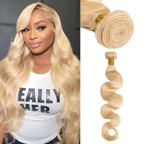 Antousha Human Hair Bundles Body Wave Blonde Color, 16 Inch - 1 Bundle - 613, Body Wave Bundles Human Hair 12A Brazilian Virgin Wavy Hair Bundles for Women