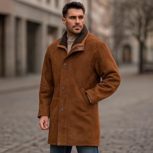 Mens Long-mire Sheriff Walt Robert Taylor Brown Suede Leather Coat Jacket Men4