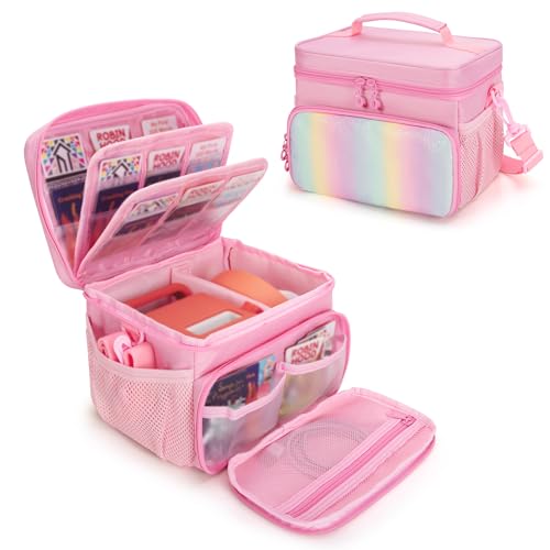 Image of Carrying Case Compatible with Yoto Player (3rd Generation) with Card Holder | Hold Up to 30 Cards, Travel Storage Bag for Bluetooth Audio Speaker & Headphone Accessories, Pink (Case Only) Patented Design