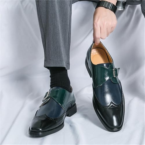 Men's Classic Leather Dress Shoes Slip-On Brogue Wingtip Formal Pointed-Toe Comfort Office Derby Shoes(Black,8.5)2