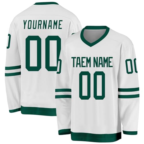 Hockey-Trikot, personalisierbar, mit Ihrem Namen, Team/Nummer, Hockey-Trikot mit Namen, geeignet für Geschenke für Kinder und Erwachsene, Stil 6 KAN0827A, weiß, One size