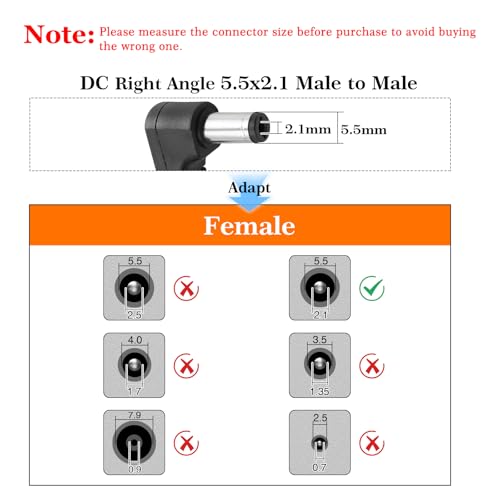 Miniatura 2 de Kuoqiy 2 Piezas 2m 5.5x2.1 Mm 24v 12v Prolongador Alimentacion Dc, Cable De Extensión De Alimentación Ángulo Recto Macho A Ángulo Recto Macho 22awg, Para Cámara De Seguridad Cctv, Negro
