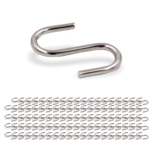 Lot de 100 crochets en S en métal en forme de S - Diamètre : 2 mm - Longueur : 27 mm - Pour plafonds grillagés