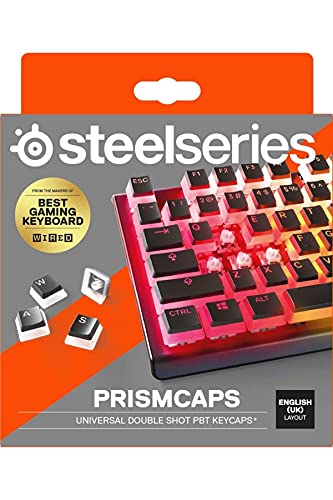 SteelSeries PrismCaps – teclas de doble inyección estilo pudding – termoplástico PBT resistente – compatible con la mayoría de teclados mecánicos – vástagos MX – negro (Configuración británica)