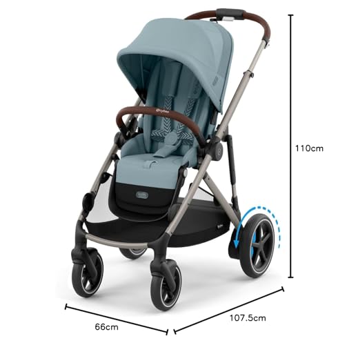 Miniatura 11 de Cybex Cochecito Dorado E-Gazelle S, Máx. 22 Kg Modo Individual 2x 22 Kg Modo Dúo , Sistema Todo En 1 Con Accionamiento Eléctrico Y 20 Configuraciones, Stormy Blue