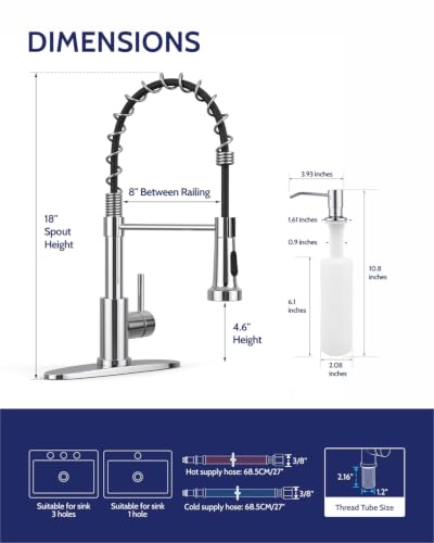 Image of LUFEIDRA Pull-Down Kitchen Faucet with Soap Dispenser, Chrome