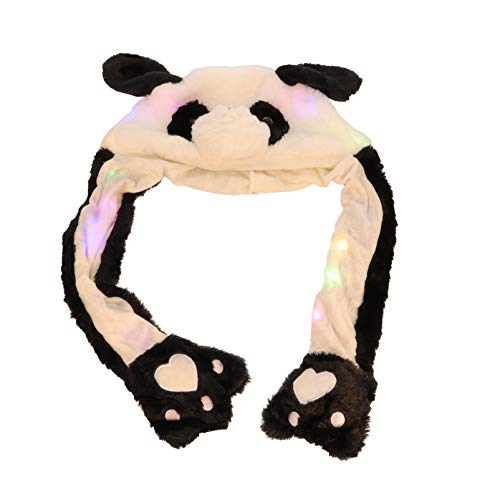 VALICLUD Led Glowing Plush Moving Ears Panda Hat Ears Hat Ear Moving Jumping Animal Cap Winter Scarf Cap Cosplay Photo Props For Birthday Carnival Party Favors