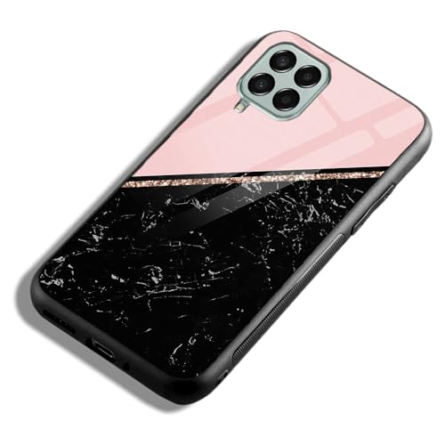 Image of COLORflow Back Cover Compatible with Samsung Galaxy M12 / A12 / F12 | Black Marble Pink | Shockproof TPU Bumper Cover with Camera Protection Back Cover