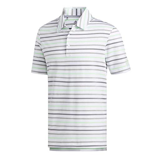 adidas Golf Men's Ultimate Linear Polo, White/ Glow Green, X-Large
