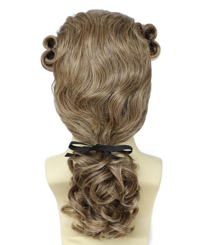 Image of 18th-Century Colonial Wig for Curly Historical Costume Wig for Cosplay, Halloween, Theatrical Performances (Light Brown)
