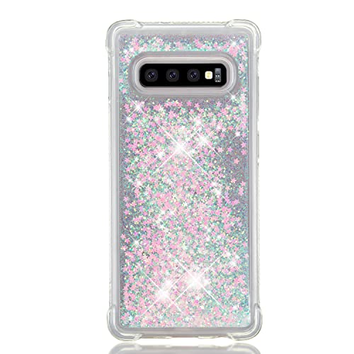Coque Samsung S10 Plus anti-choc silicone souple paillettes flottantes étoiles rose