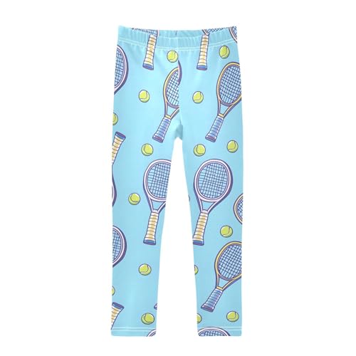 ALAZA Girls' Leggings Children's Yoga Pants Skinny Printed Dance Tennis Racket Blue Comfortable 4T