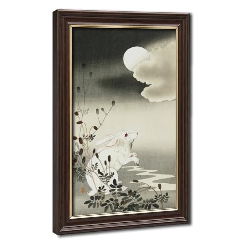Toile lapin blanc pleine lune pour décorer un petit bureau